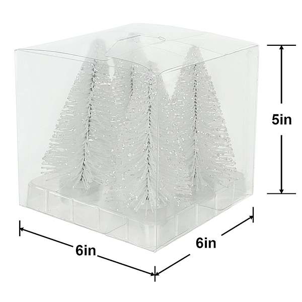 4-Pack White Bottlebrush Trees, 5"