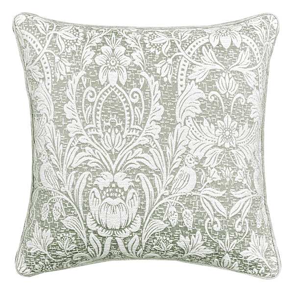 Sage Floral Damask Throw Pillow, 18"