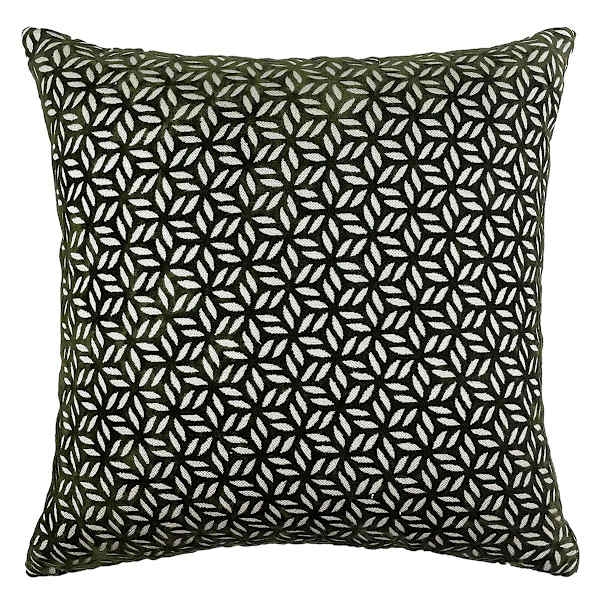 Olive Petal Cut Velvet Throw Pillow, 18"