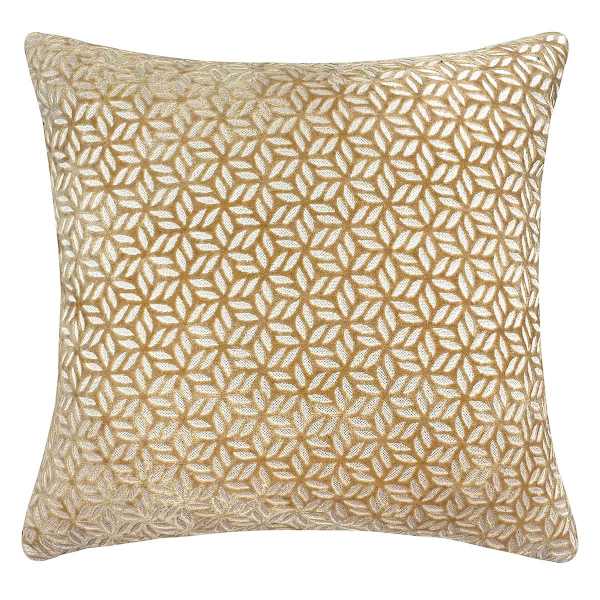 Gold Petal Cut Velvet Throw Pillow, 18"