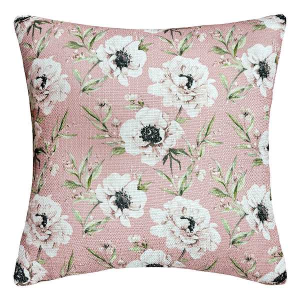 Mauve Peony Printed Throw Pillow, 18"