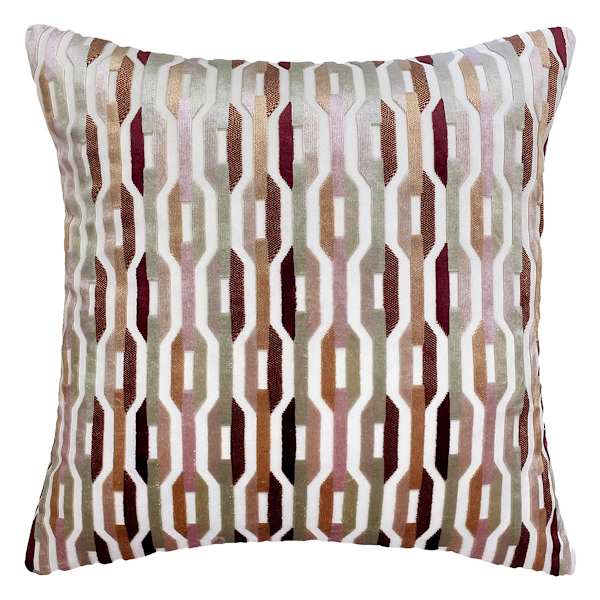 Spice Geo Link Cut Velvet Throw Pillow, 18"