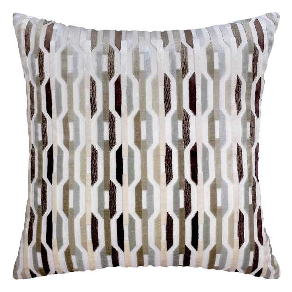 Natural Geo Link Cut Velvet Throw Pillow, 18"