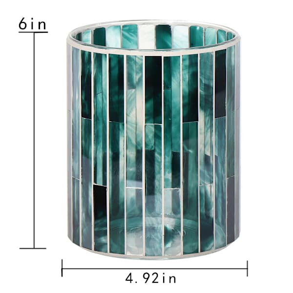 Found & Fable Green Glass Hurricane, 6"