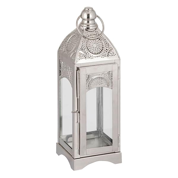 Found & Fable Silver Metal Lantern, 12"