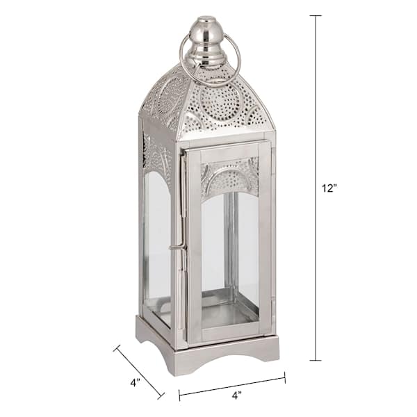 Found & Fable Silver Metal Lantern, 12"
