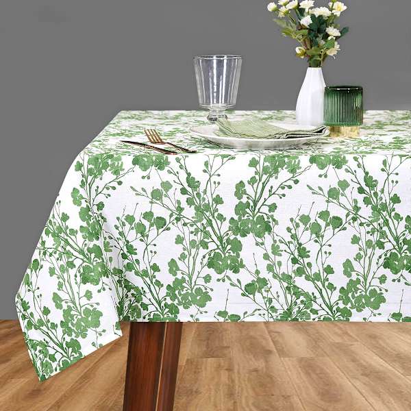 Green Floral Print Tablecloth, 60x84