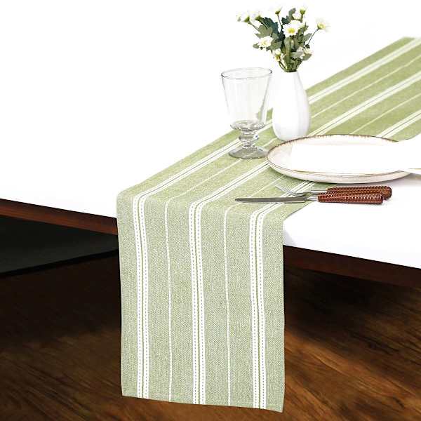 14X72 Green With Ivory Stripes Runner