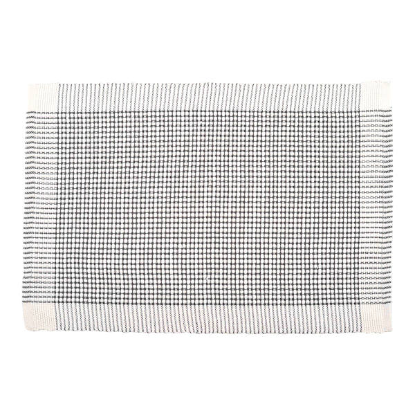 Set of 4 Grey & White with White Border Woven Placemats, 13x19