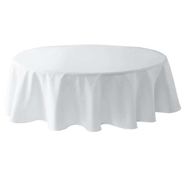 Basics Solid White Round Tablecloth, 70"