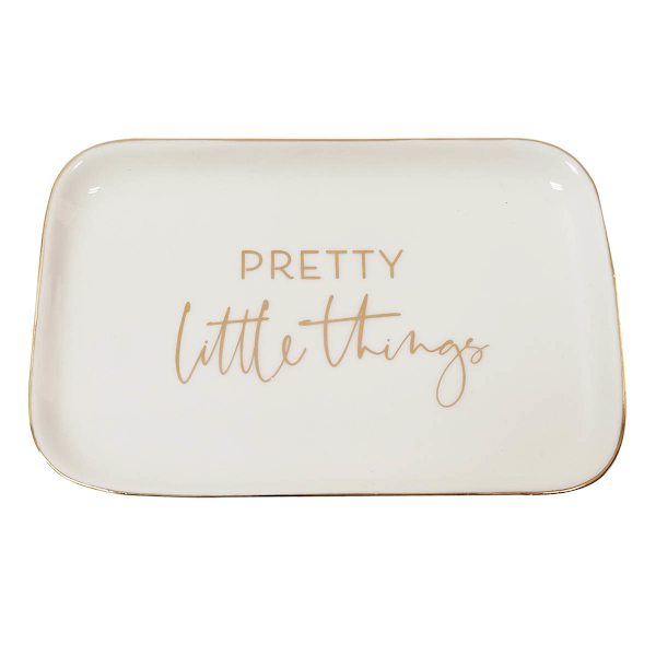 White Pretty Little Things Ceramic Trinket Tray, 6"