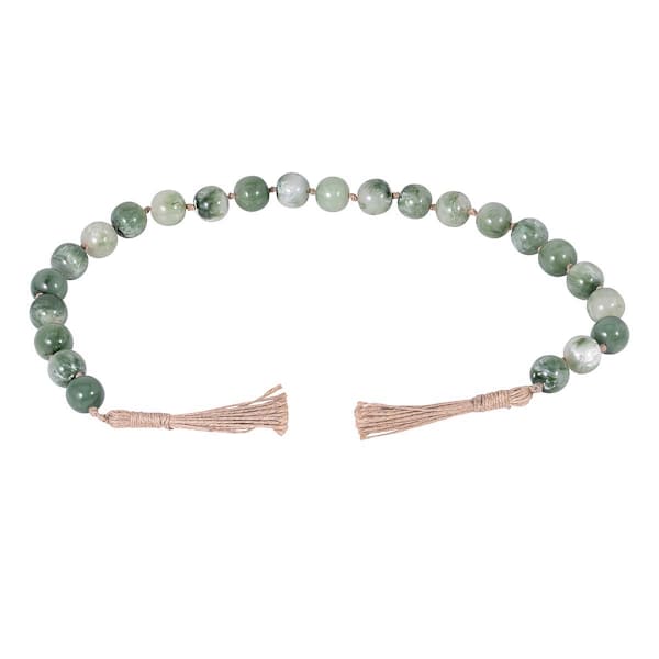 Green Beaded Garland with Tassels, 35"