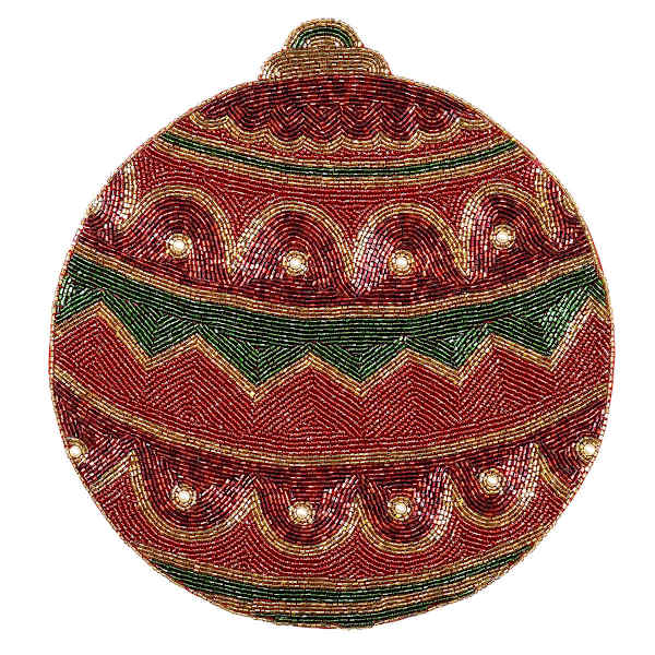 Red Beaded Ornament Placemat, 14"