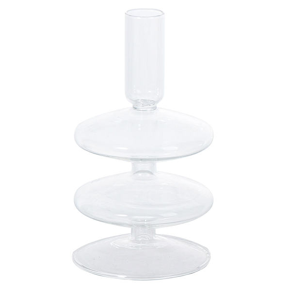 Crosby St. Clear Glass 2-Bubble Taper Candle Holder, 5"