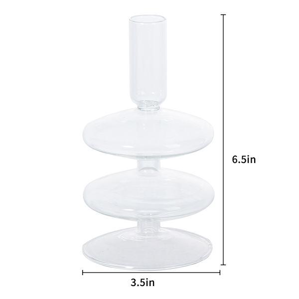 Crosby St. Clear Glass 2-Bubble Taper Candle Holder, 5"
