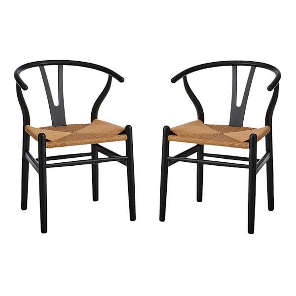 Found & Fable Set of 2 Denise Wishbone Dining Chairs, Black