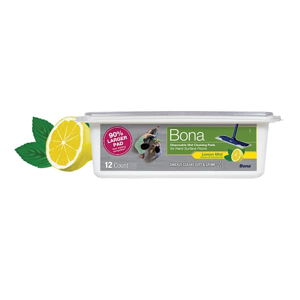 Bona 12-Pack Hard-Surface Floor Lemon Mint Scent Wet Cleaning Pads
