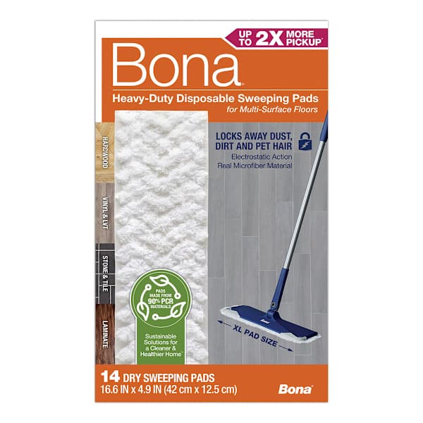 Bona 14-Count Heavy-Duty Disposable Dry Sweeping Pads