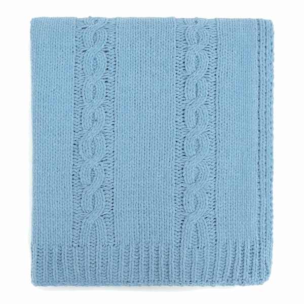 Providence Light Blue Cable Knit Throw Blanket, 50x60