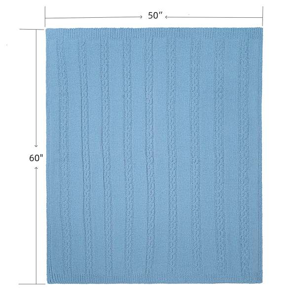 Providence Light Blue Cable Knit Throw Blanket, 50x60