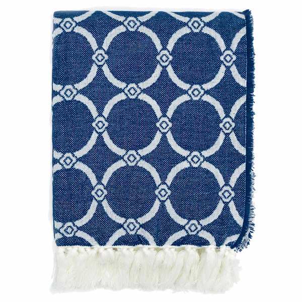 Providence Blue Link Trellis Woven Throw Blanket, 50x60