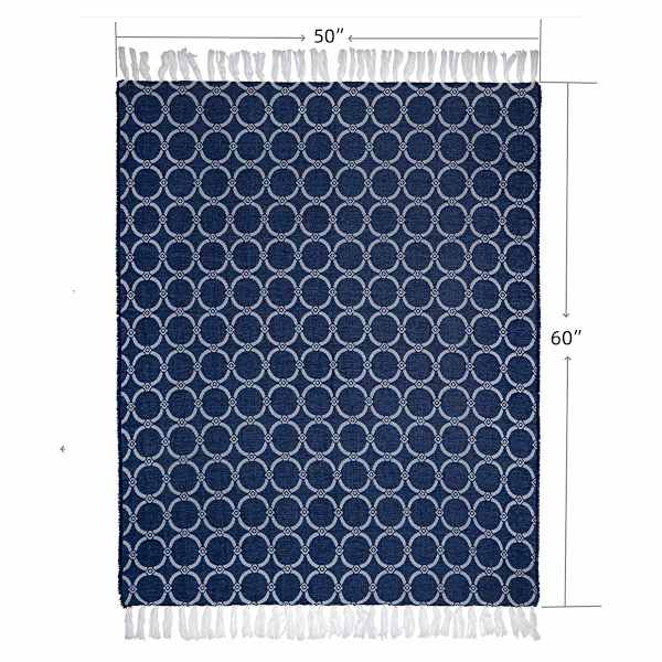 Providence Blue Link Trellis Woven Throw Blanket, 50x60