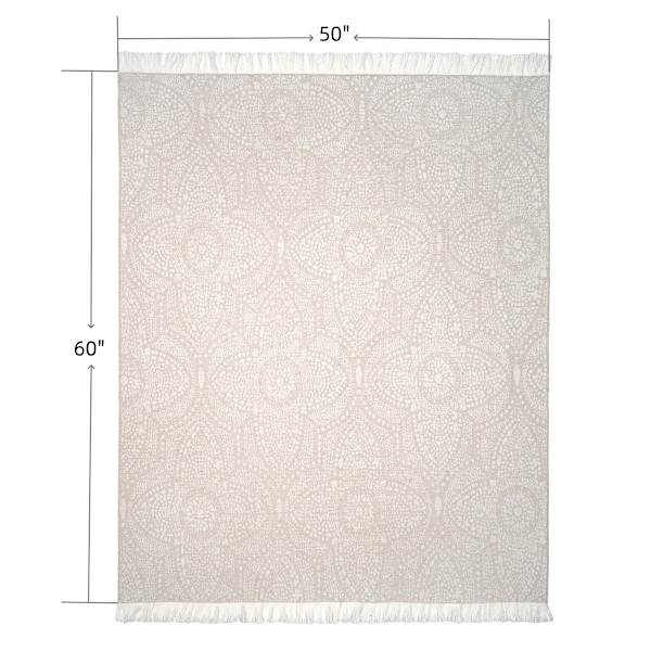 Found & Fable Neutral Arabesque Woven Throw Blanket, 50x60