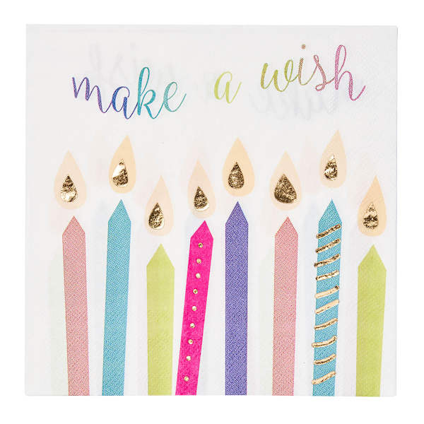 Lunch Napkin Birthday Candles/16Pkg Foil