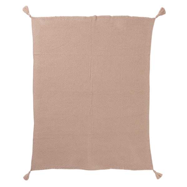 Found & Fable Beige Woven Throw Blanket with Tassels, 50x60