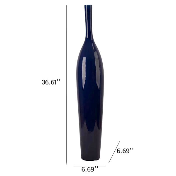 Navy Blue Ceramic Floor Vase, 37"