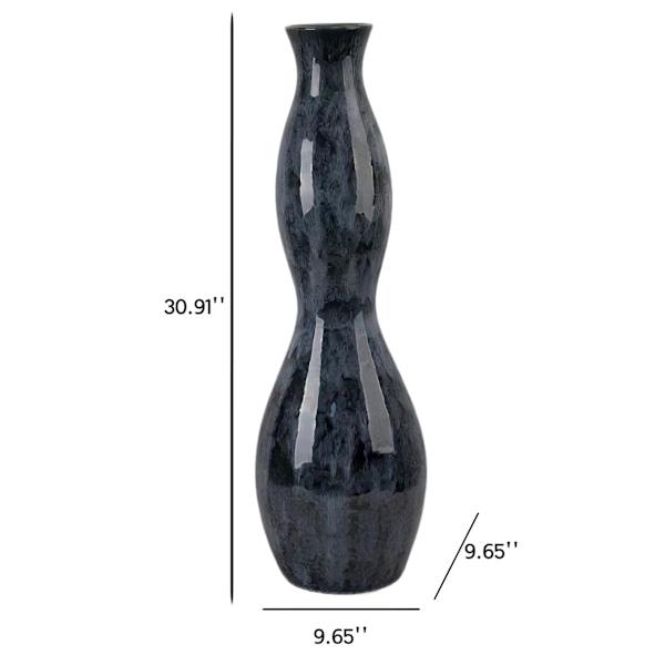 Blue Variable Glaze Ceramic Floor Vase, 31"