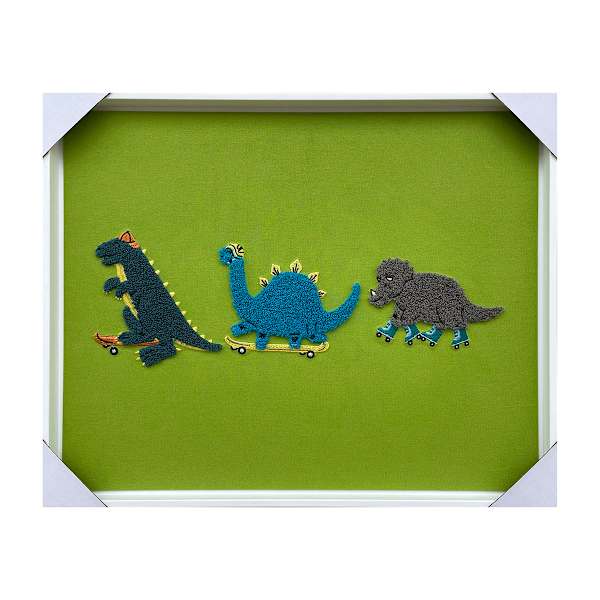 Tiny Dreamers Framed Embroidered Dino Wall Art, 20x16