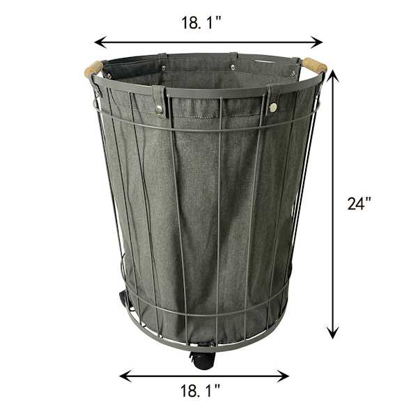 Rolling Wire Hamper Grey