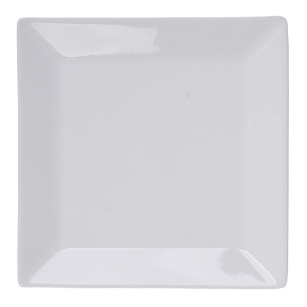 Bistro Set of 6 Super White Hard Square Porcelain Salad Plate, 7.5"