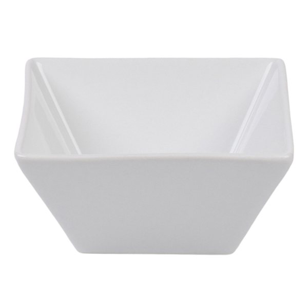 Bistro Set of 6 Super White Hard Square Porcelain Appetizer Bowl, 4.5"