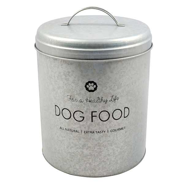 Buster Healthy Life Galvanized Metal Pet Food Canister, 17lb