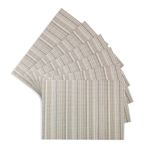 Set of 6 Sandford Ivory Woven Vinyl Placemats, 18x13