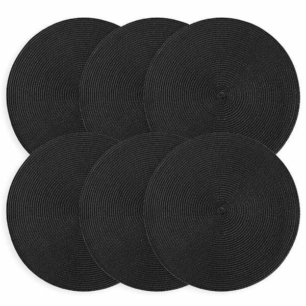 Set of 6 Veranda Black Placemats, 15"