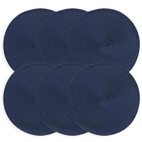 Veranda Set of 6 Midnight Blue Placemats, 15"