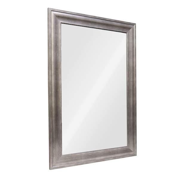 Antiqued Silver Barb Framed Rectangle Wall Mirror, 24x36
