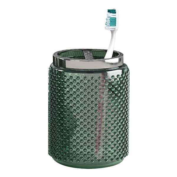 Honeybloom Green Bubble Glass Toothbrush Holder, 5"