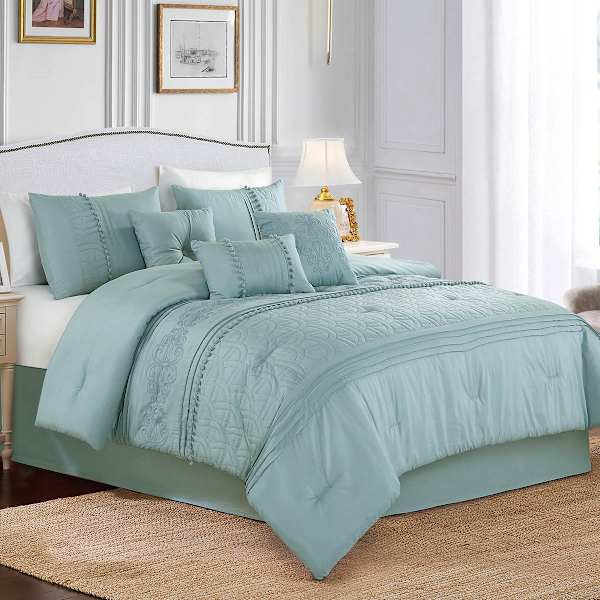 7-Piece Maggie Blue Comforter Set, King