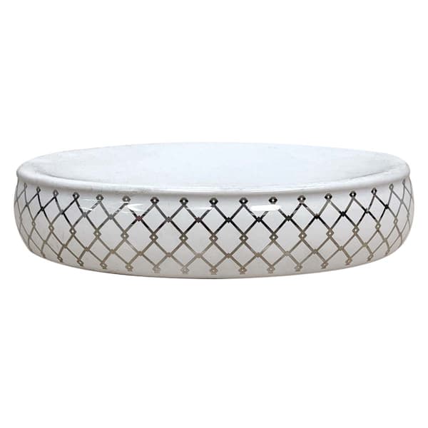 Providence Charlotte White & Gold Checkered Soap Dish, 5.5"
