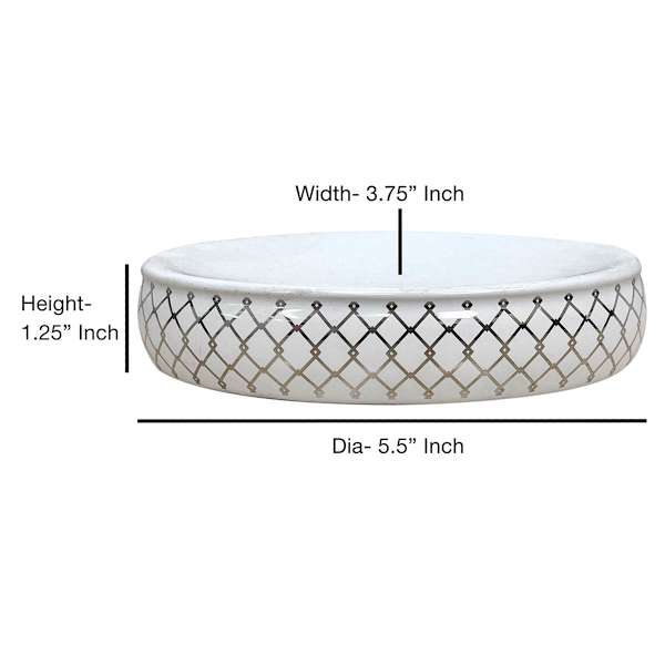 Providence Charlotte White & Gold Checkered Soap Dish, 5.5"