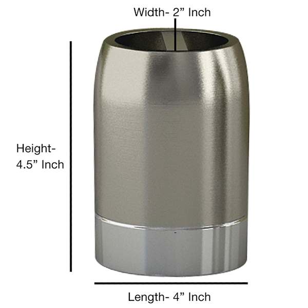 Providence Esme Silver Matte & Shiny Steel Toothbrush Holder, 4.5"