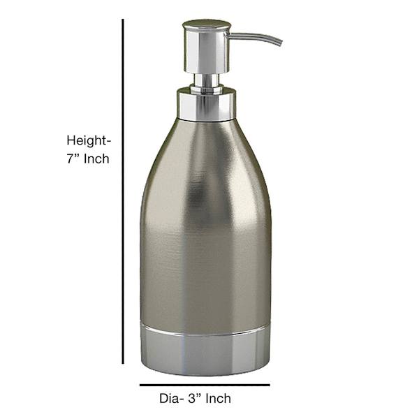 Providence Esme Silver Matte & Shiny Steel Soap Dispenser, 7"