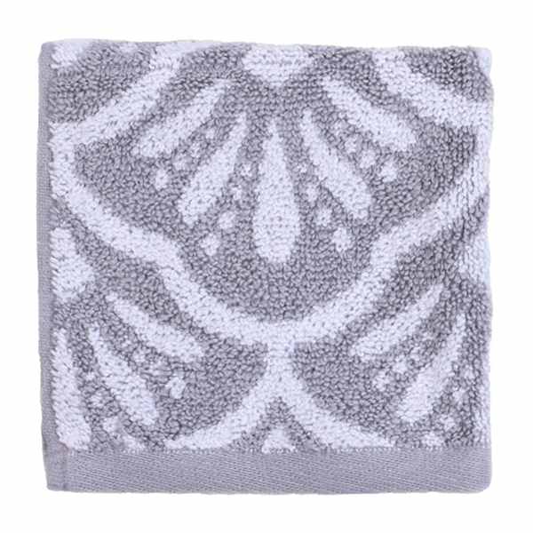 Providence Luxury Jacquard Grey Washcloth, 13"