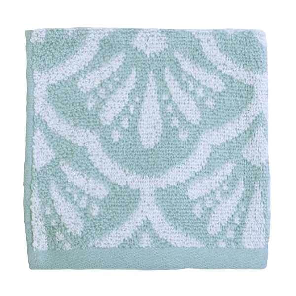 Providence Luxury Jacquard Sea Green Washcloth, 13"