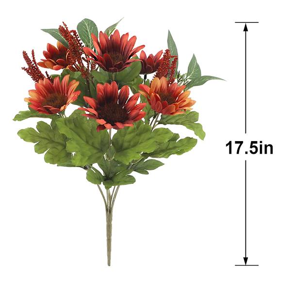 Red Sunflower Floral Bush, 17.5"