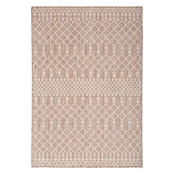 (E527) Beige Moroccan Outdoor Area Rug, 5x7